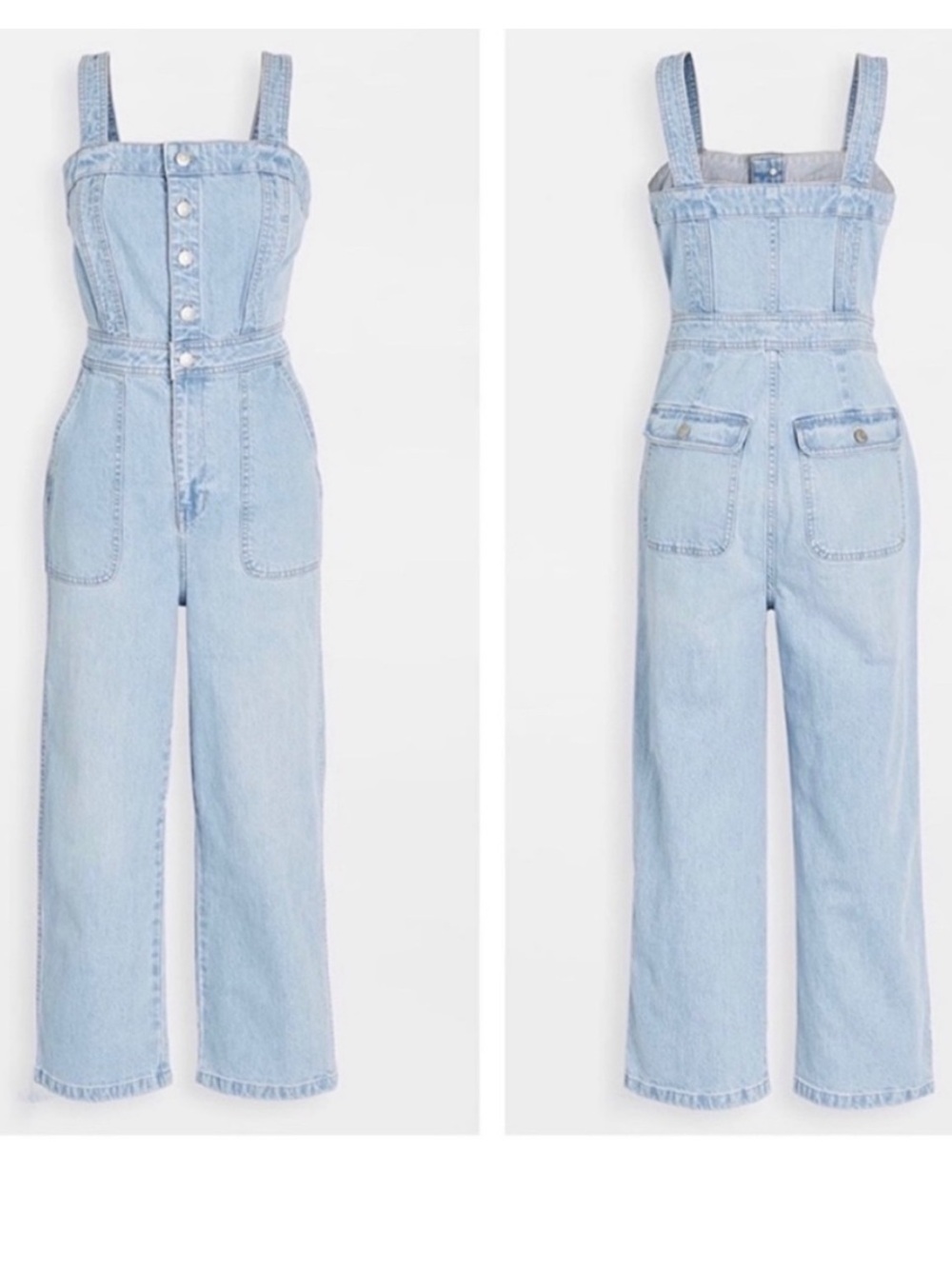 Madewell Denim Stitched-Strap Button-Up Jumpsuit, Size 10